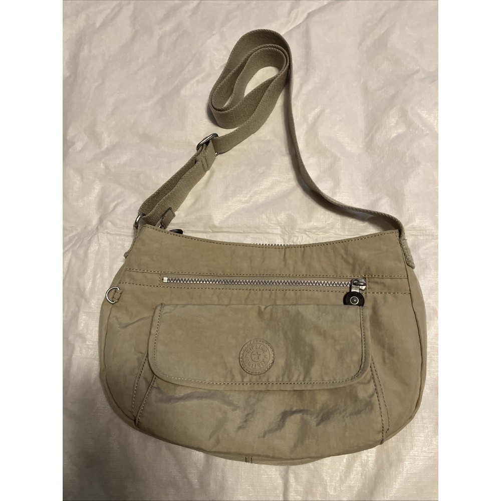 Kipling Khaki Nylon Satchel Tote Crossbody Shoulder Bag Purse